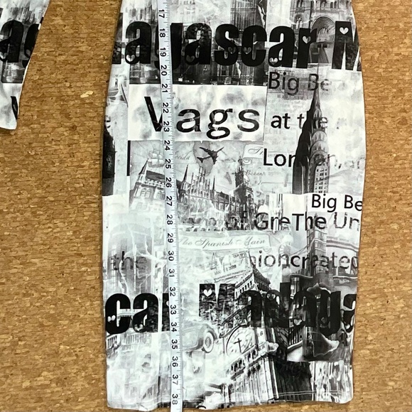 Haley & June Newspaper Print Bodycon Midi Dress Small Y2K Streetwear Clubwear - Picture 6 of 10